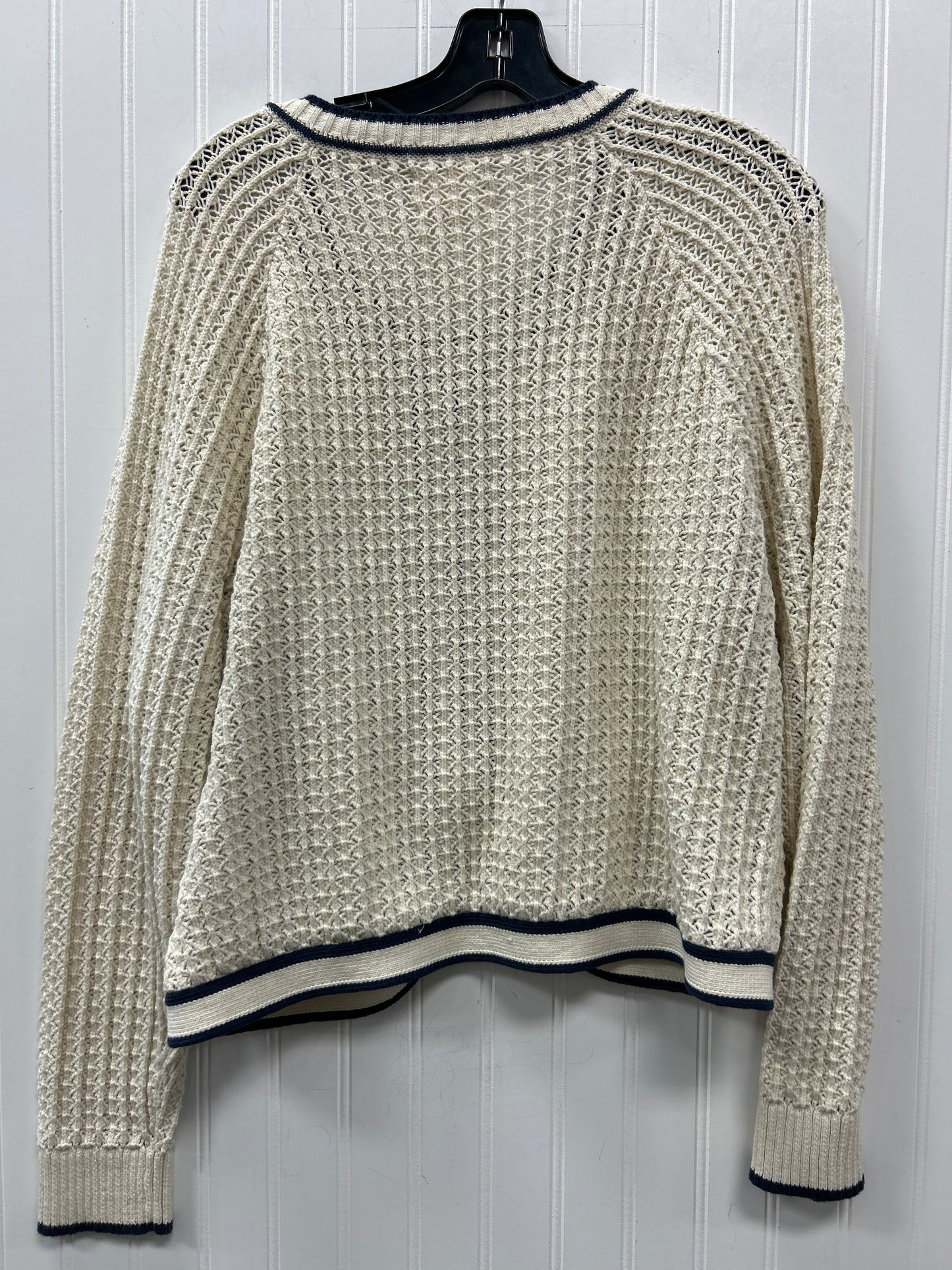 Sweater Cardigan By Lucky Brand In Black & Cream, Size:Xl