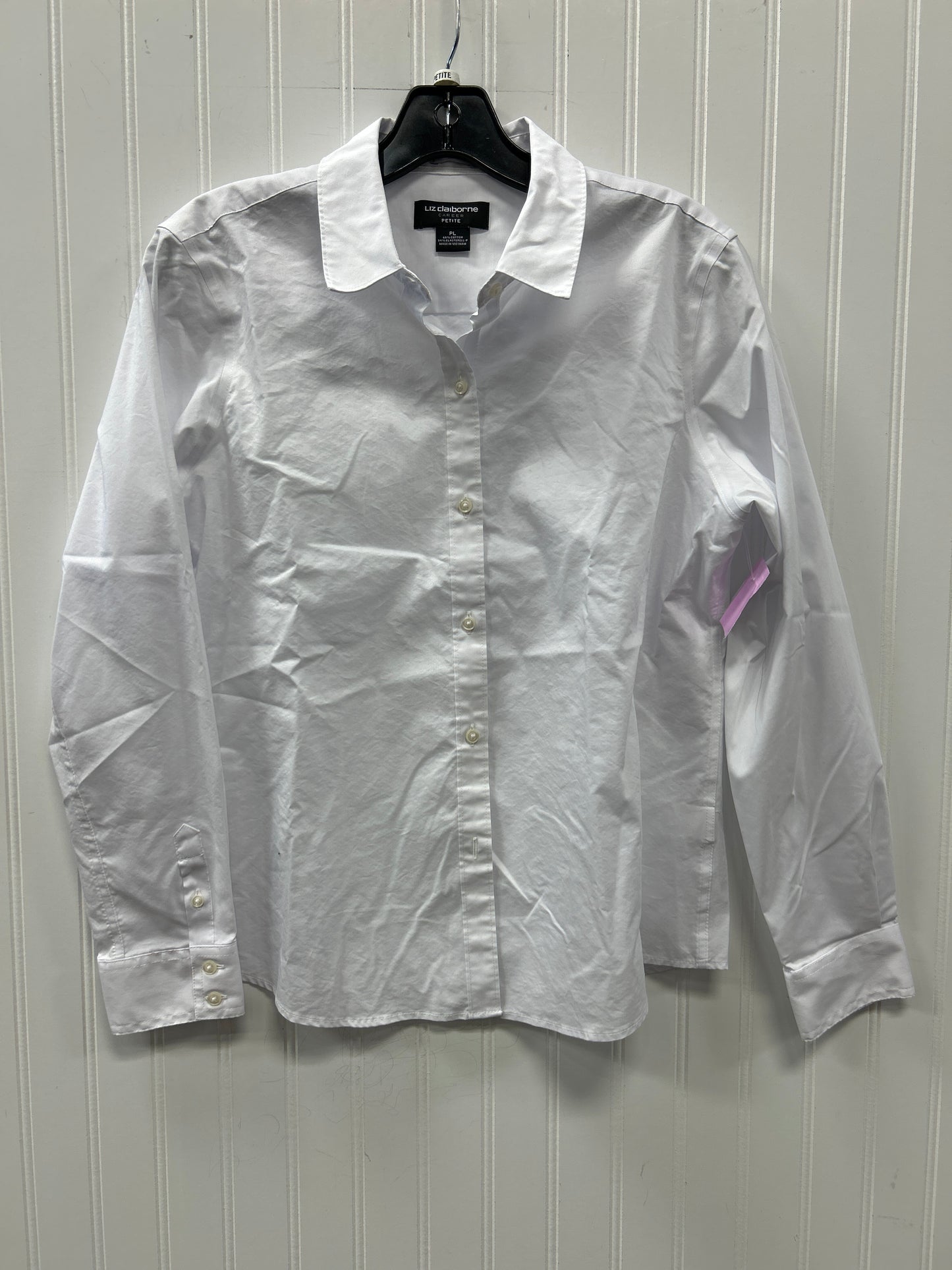 Blouse Ls By Liz Claiborne In White, Size:Lp