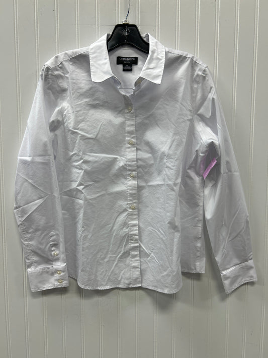 Blouse Ls By Liz Claiborne In White, Size:Lp