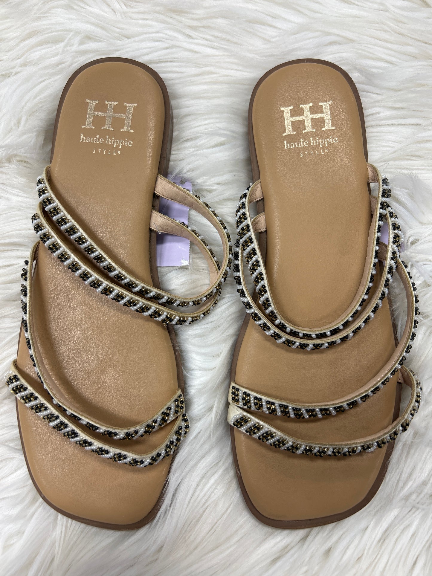 Sandals Flats By Haute Hippie In Tan, Size:7.5