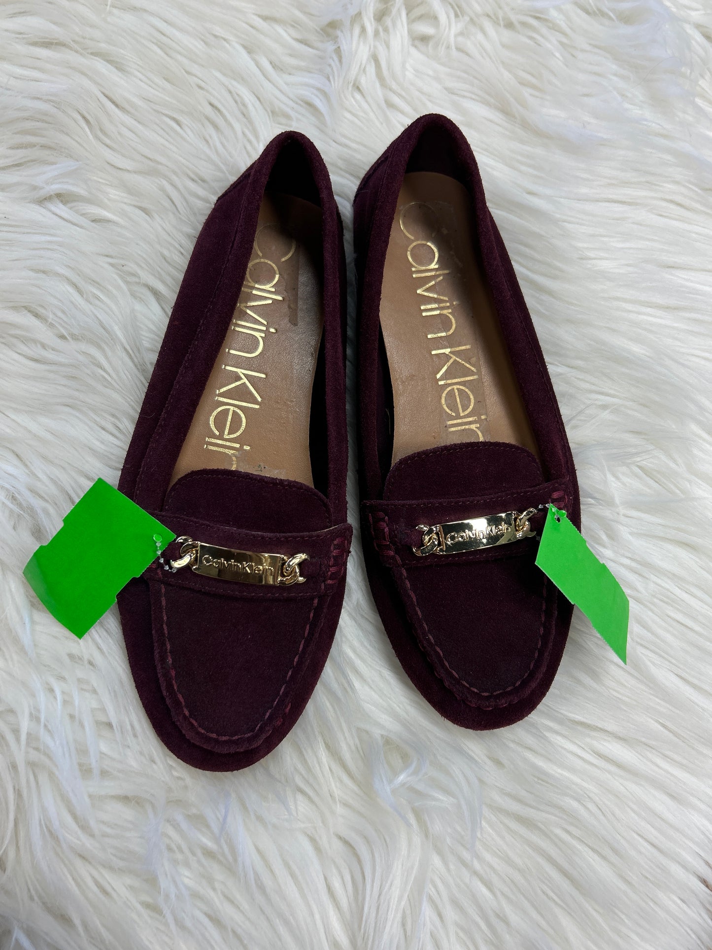 Shoes Flats By Calvin Klein In Maroon, Size:7