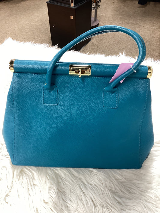 Handbag Leather By Cmc In Teal, Size:Large