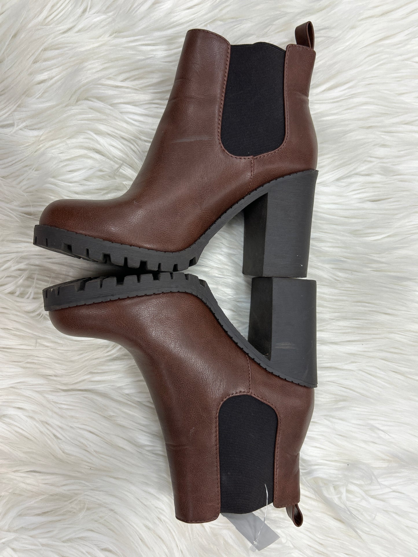 Boots Ankle Heels By Soda In Brown, Size:8