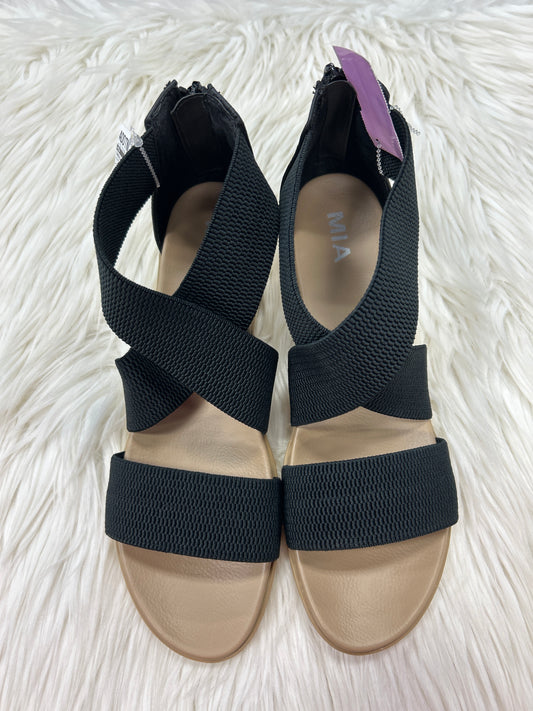 Sandals Heels Block By Mia In Black & Cream, Size:11