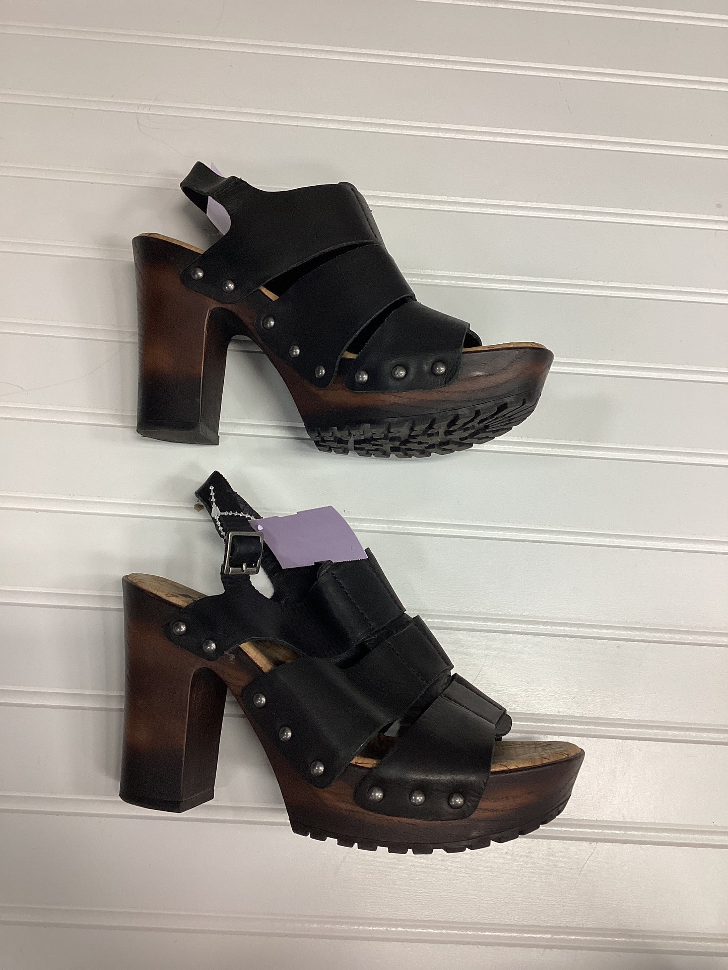 Sandals Heels Block By Korks In Black, Size:7