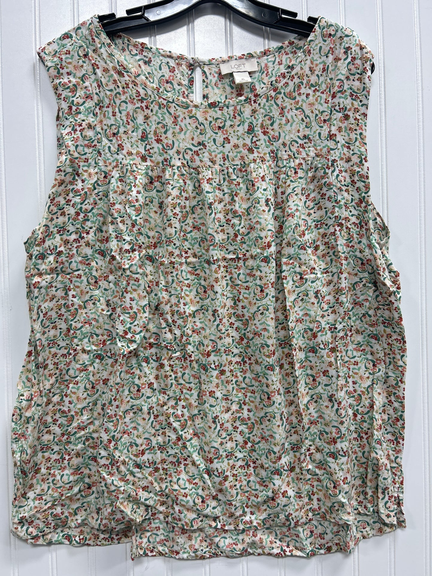 Top Sleeveless By Loft In Floral Print, Size:Xl