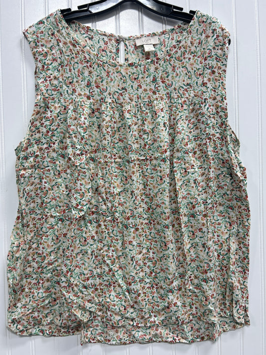 Top Sleeveless By Loft In Floral Print, Size:Xl