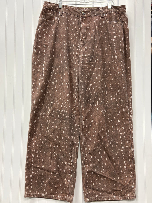 Jeans Wide Leg By Pretty Little Thing In Brown Denim, Size:14