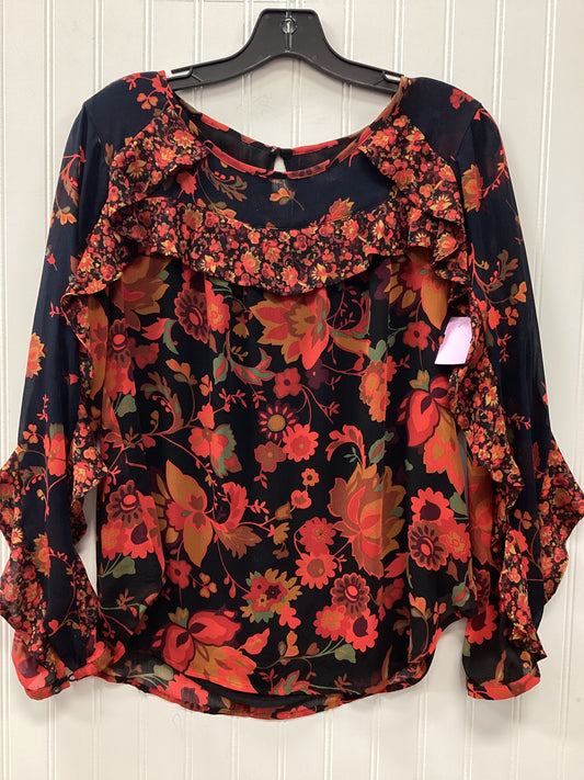 Top Ls By Loft In Black & Orange, Size:Mp