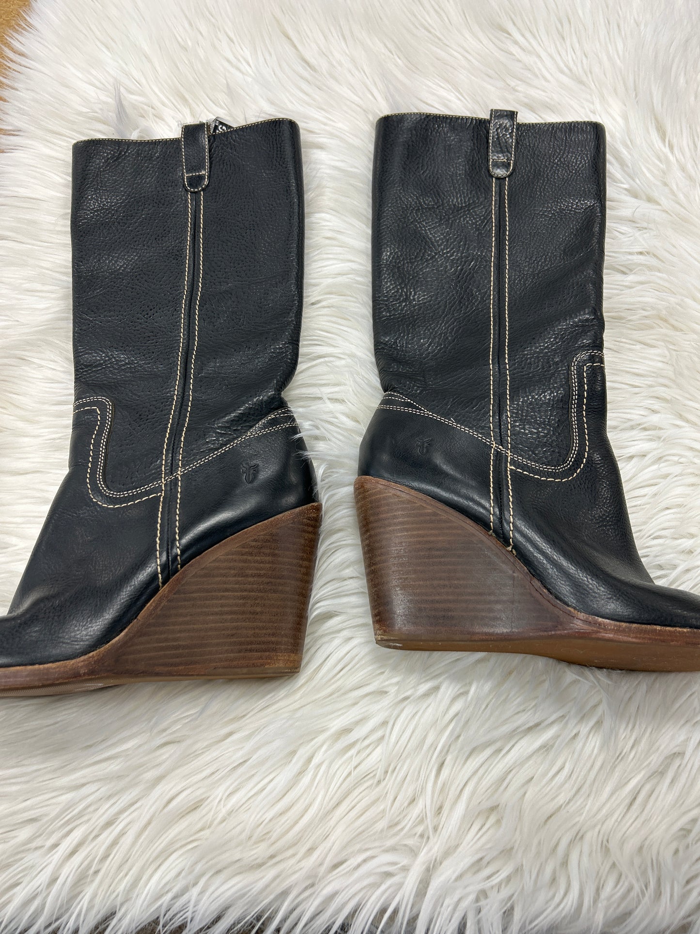 Boots Mid-Calf Heels By Frye In Black, Size:10