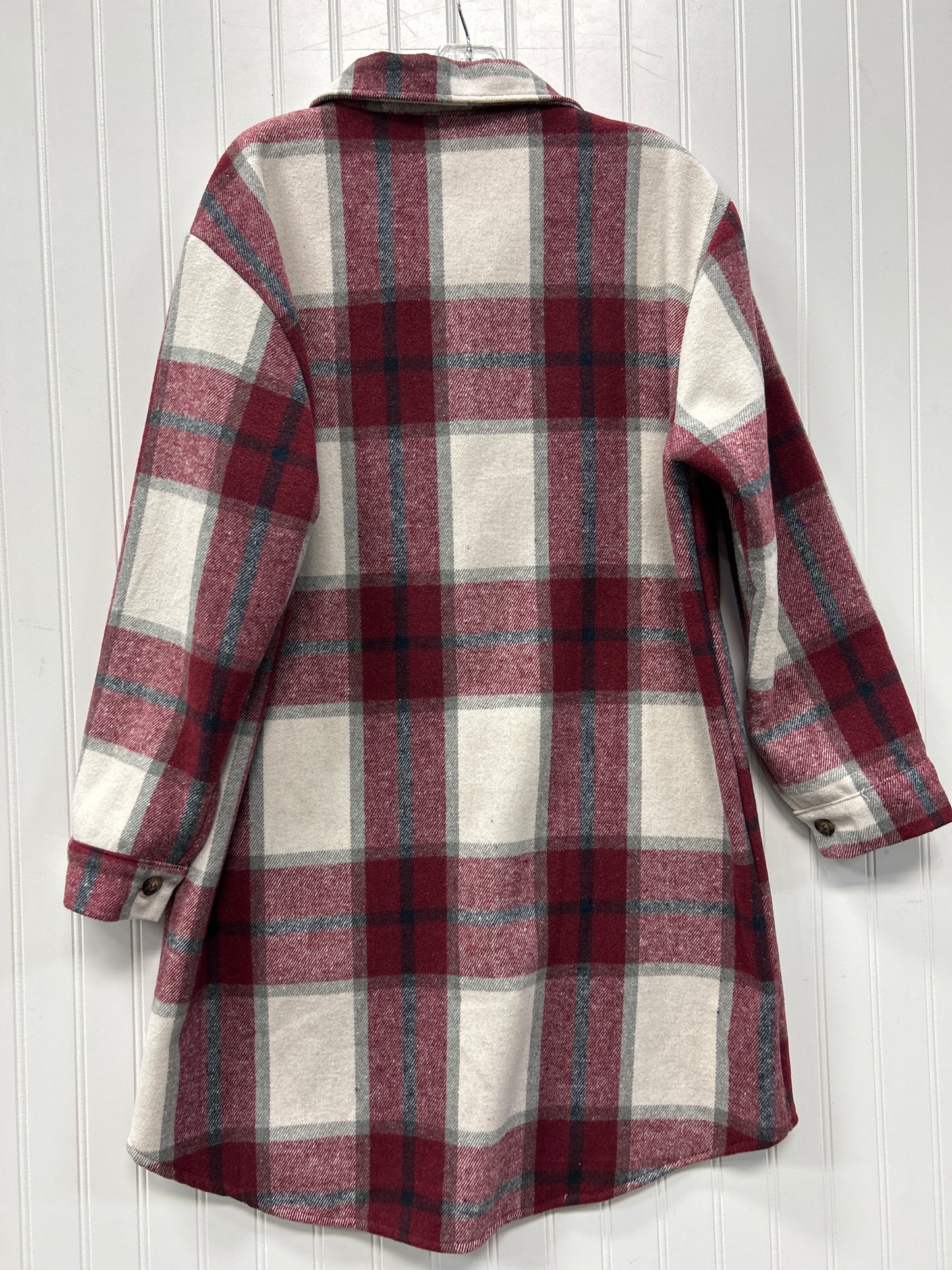 Jacket Fleece By Clothes Mentor In Red & White, Size:L