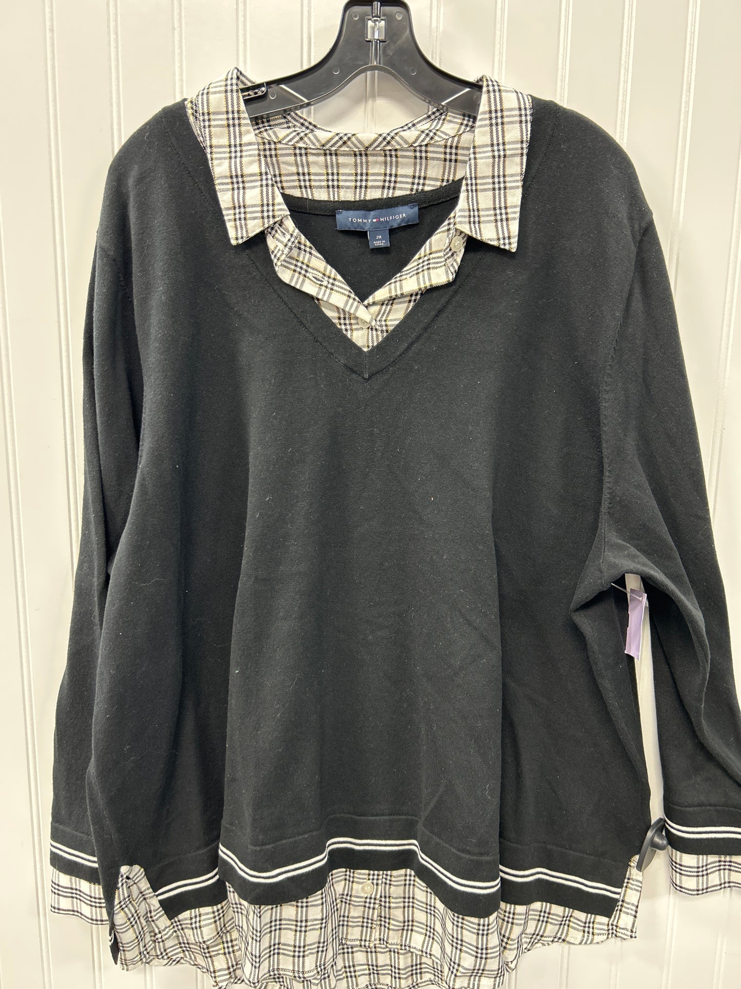Top Ls By Tommy Hilfiger In Black, Size:2X