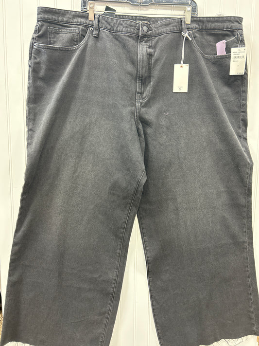 Jeans Wide Leg By Good American In Black Denim, Size:22