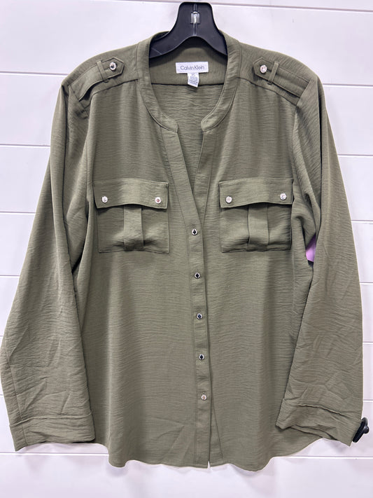 Top Ls By Calvin Klein In Green, Size:L