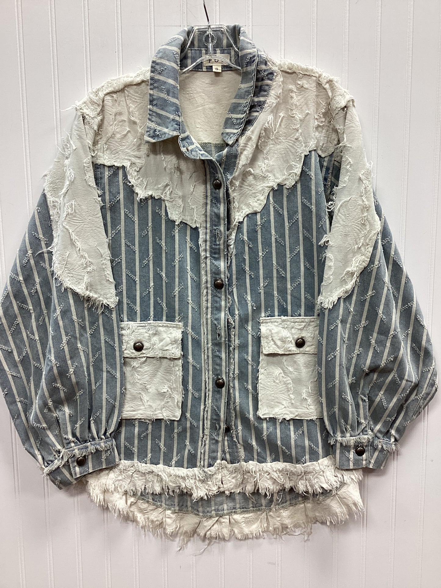 Jacket Denim By Pol In Blue Denim, Size:S