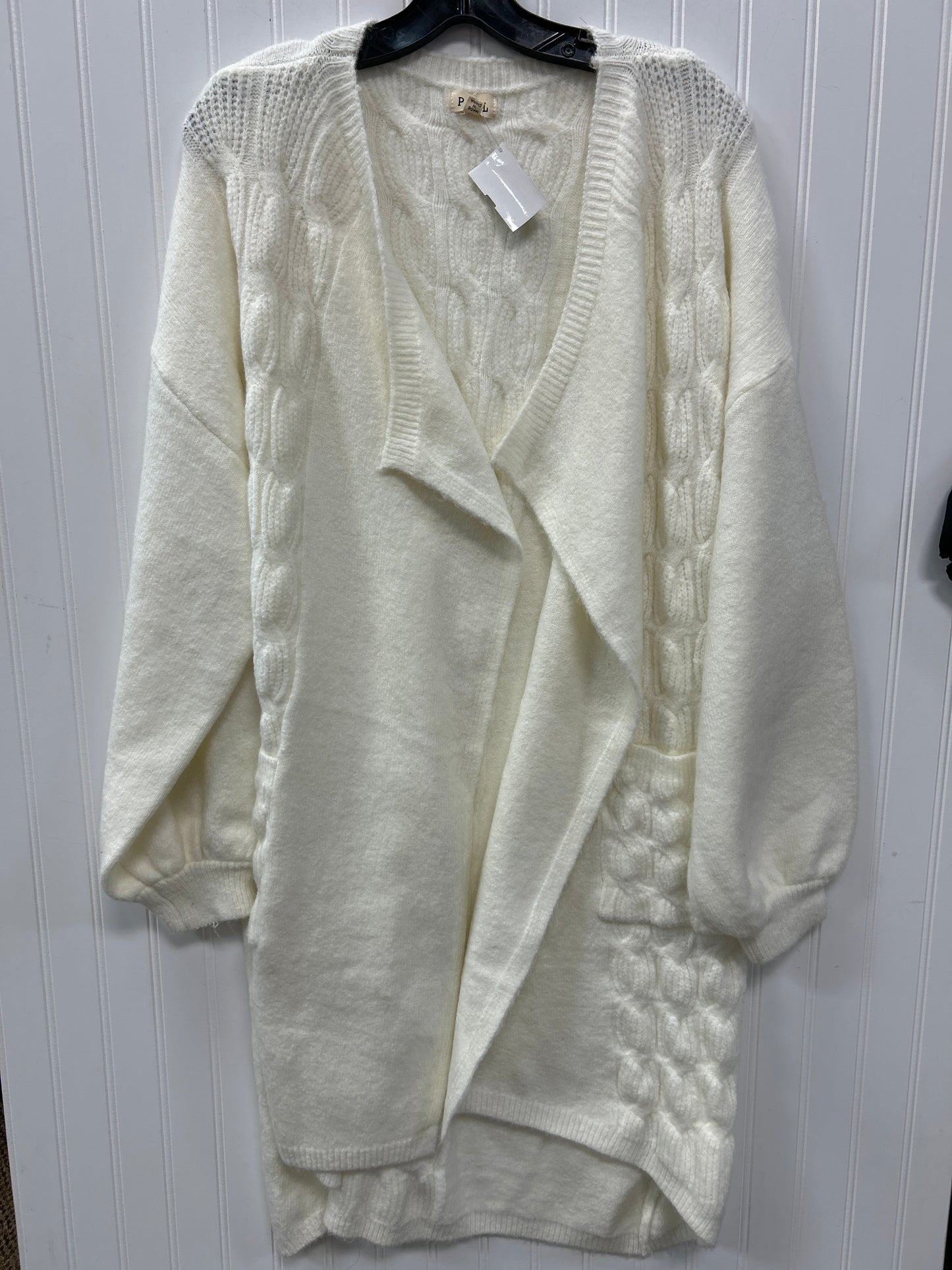Sweater Cardigan By Pol In White, Size:L