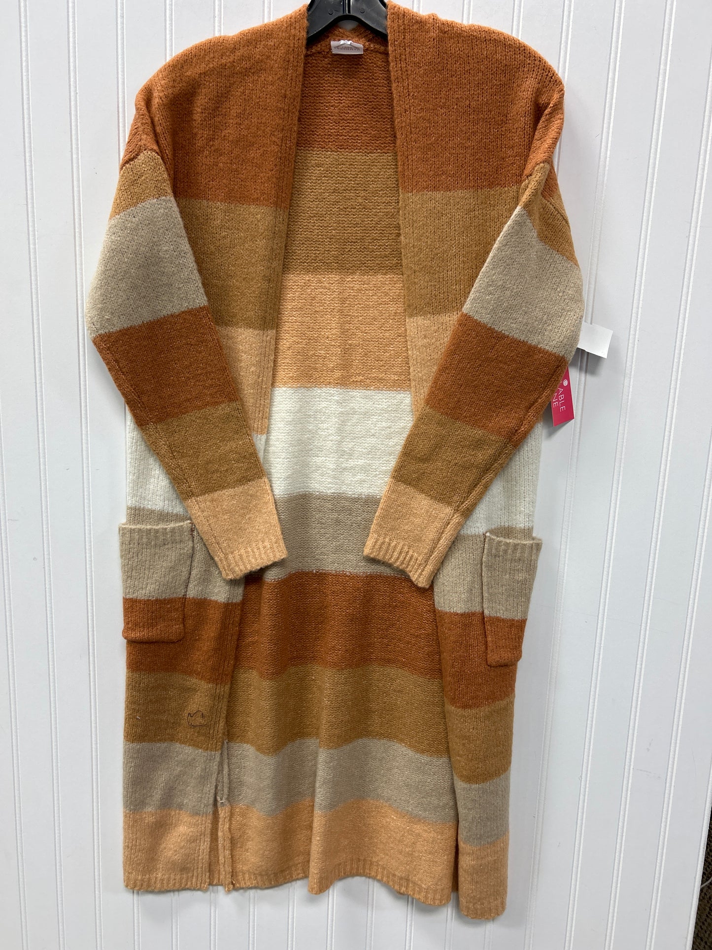 Sweater Cardigan By Freshman In Orange, Size:Xs