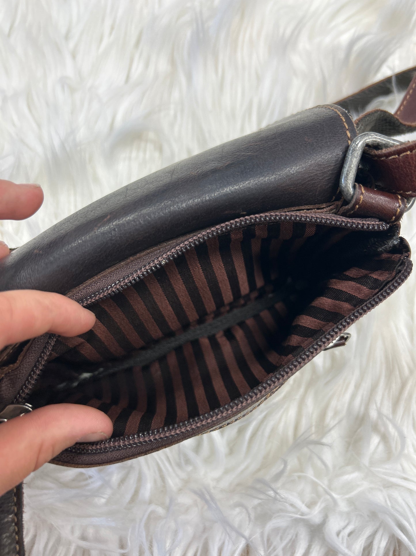 Crossbody Leather By Cmb In Brown, Size:Small