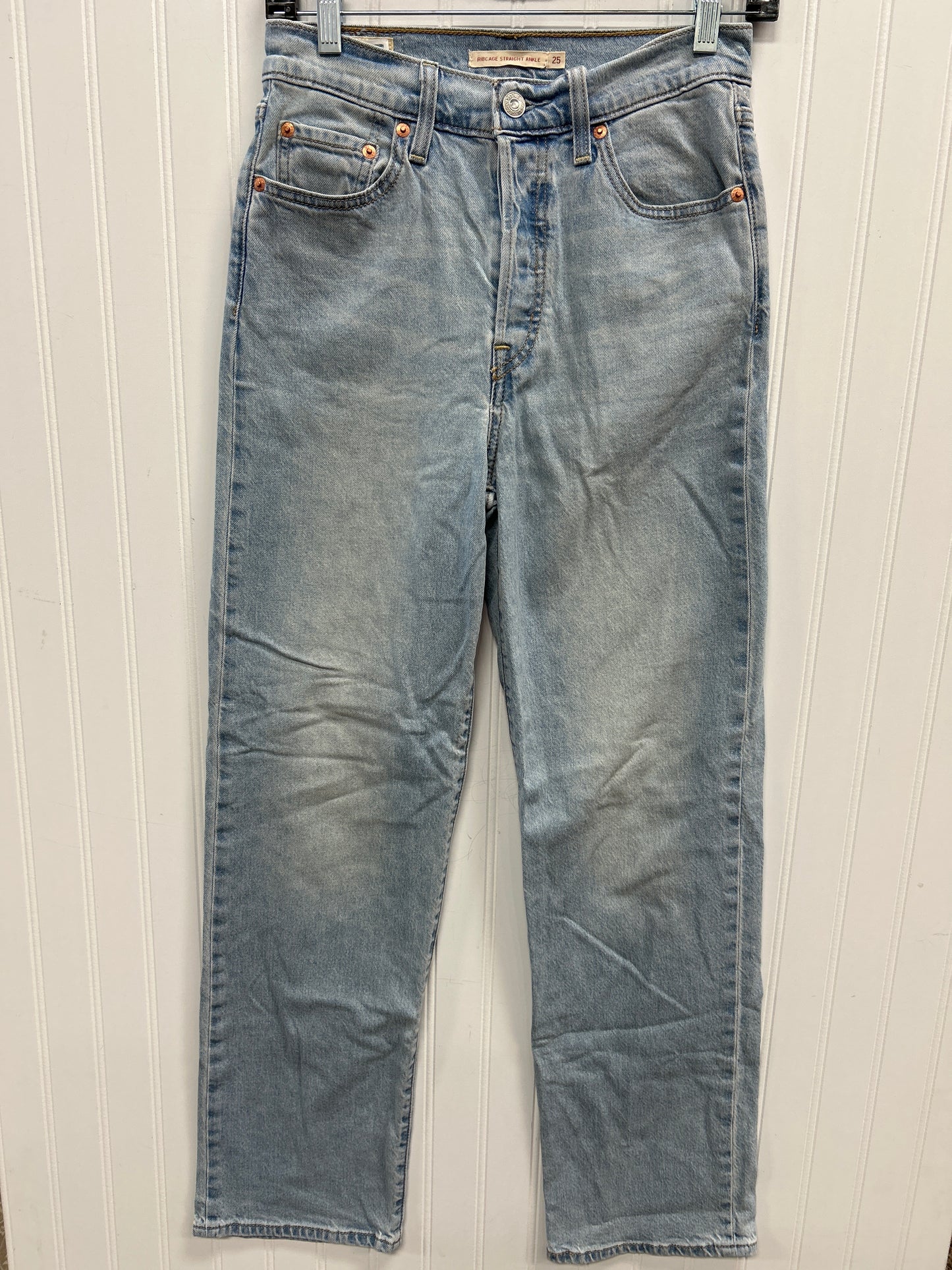 Jeans Straight By Levis In Blue Denim, Size:2