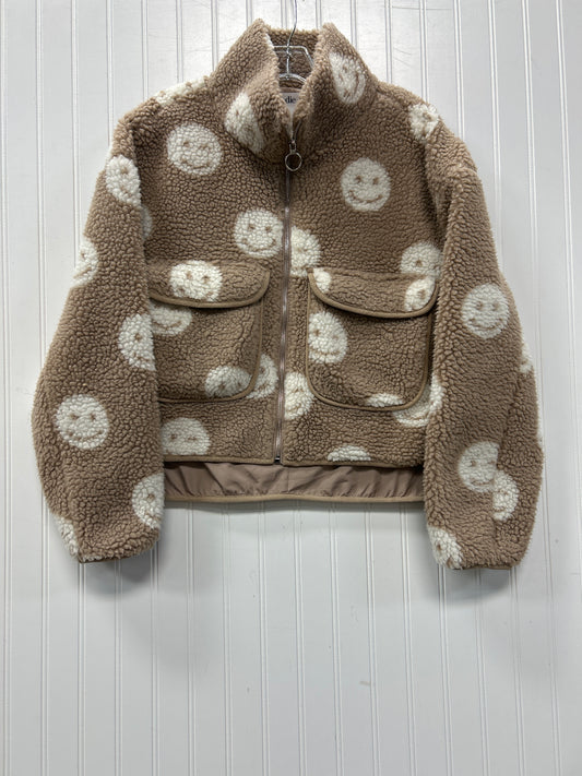 Jacket Faux Fur & Sherpa By Elodie In Brown & White, Size:M