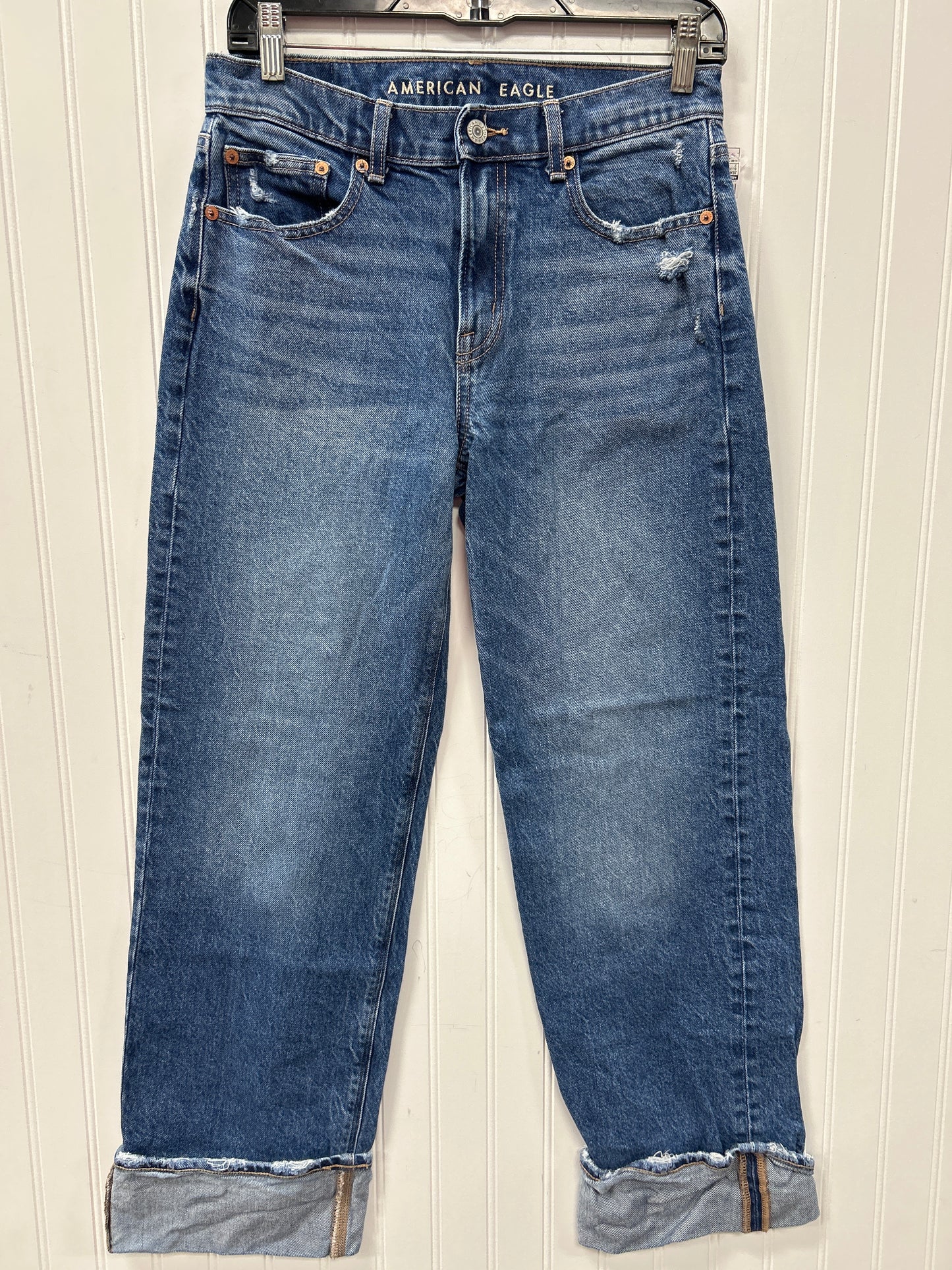 Jeans Straight By American Eagle In Blue Denim, Size:2