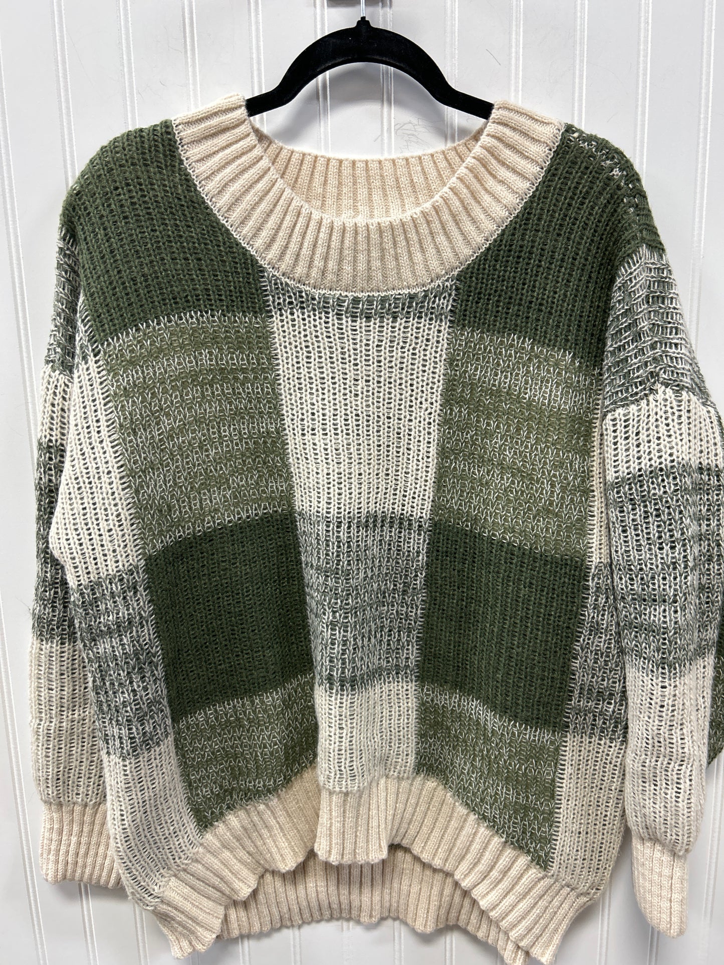 Sweater By So In Cream & Green, Size:1X