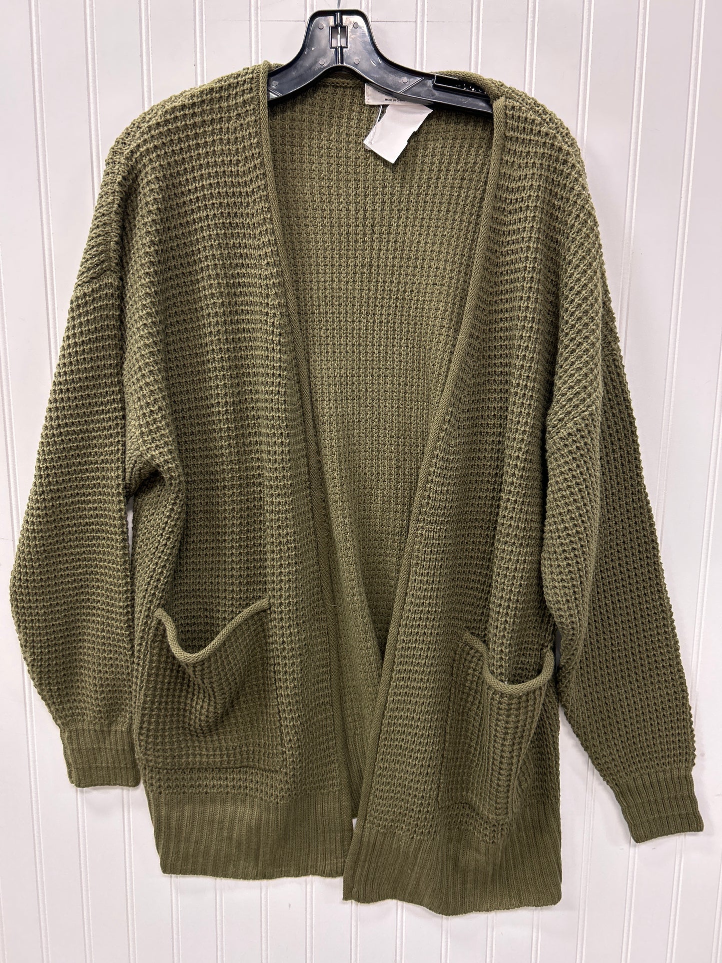 Sweater Cardigan By Zenana In Green, Size:1X