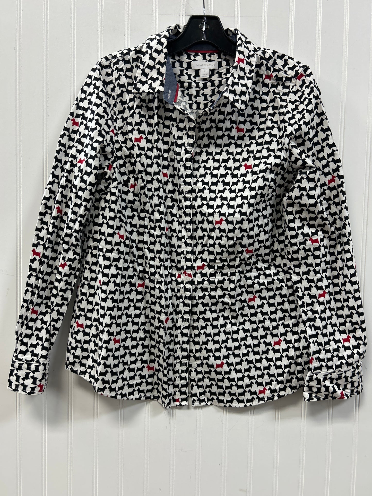 Top Ls By Charter Club In Black & White, Size:M