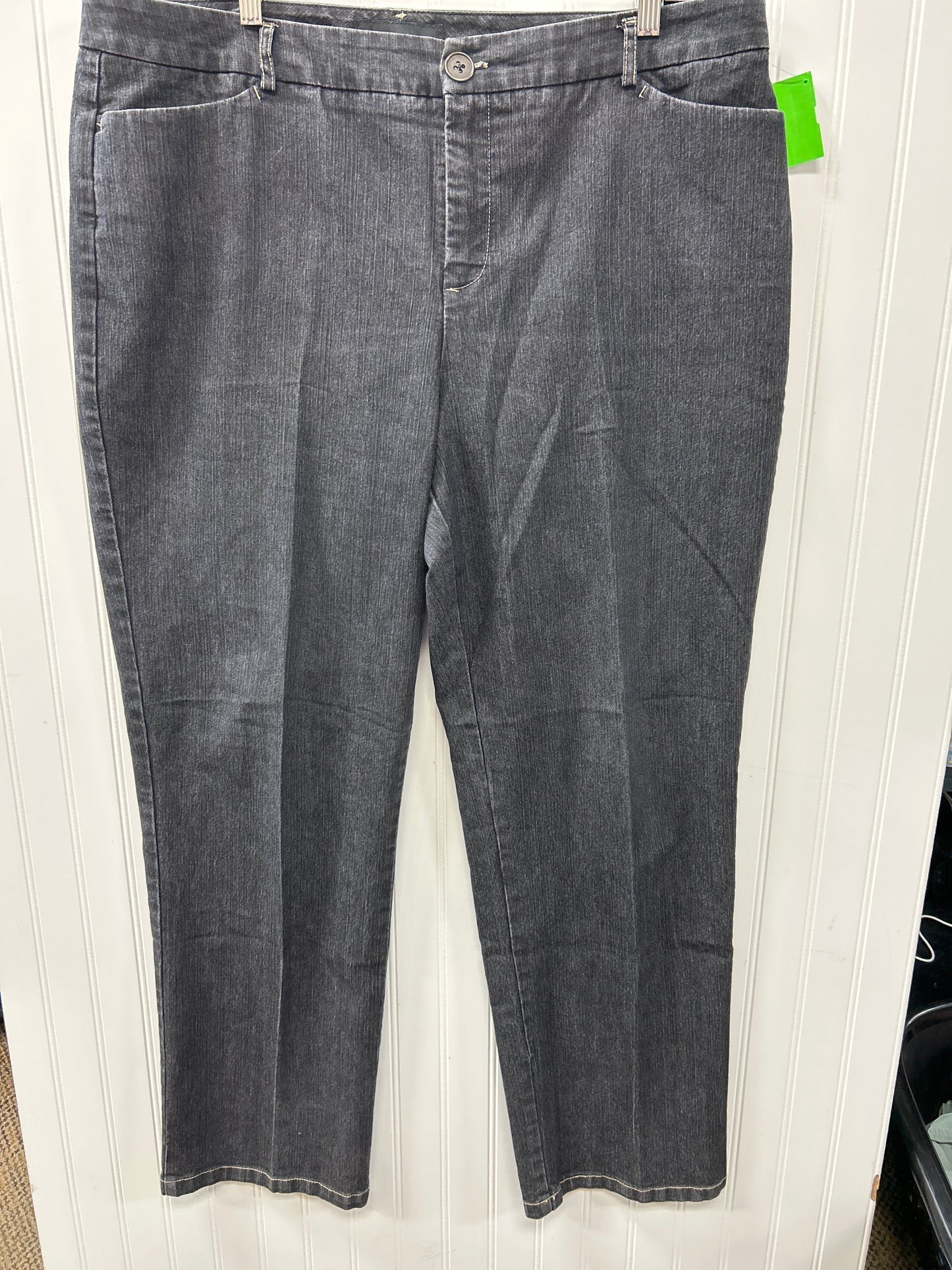 Jeans Wide Leg By Briggs In Black Denim, Size:18