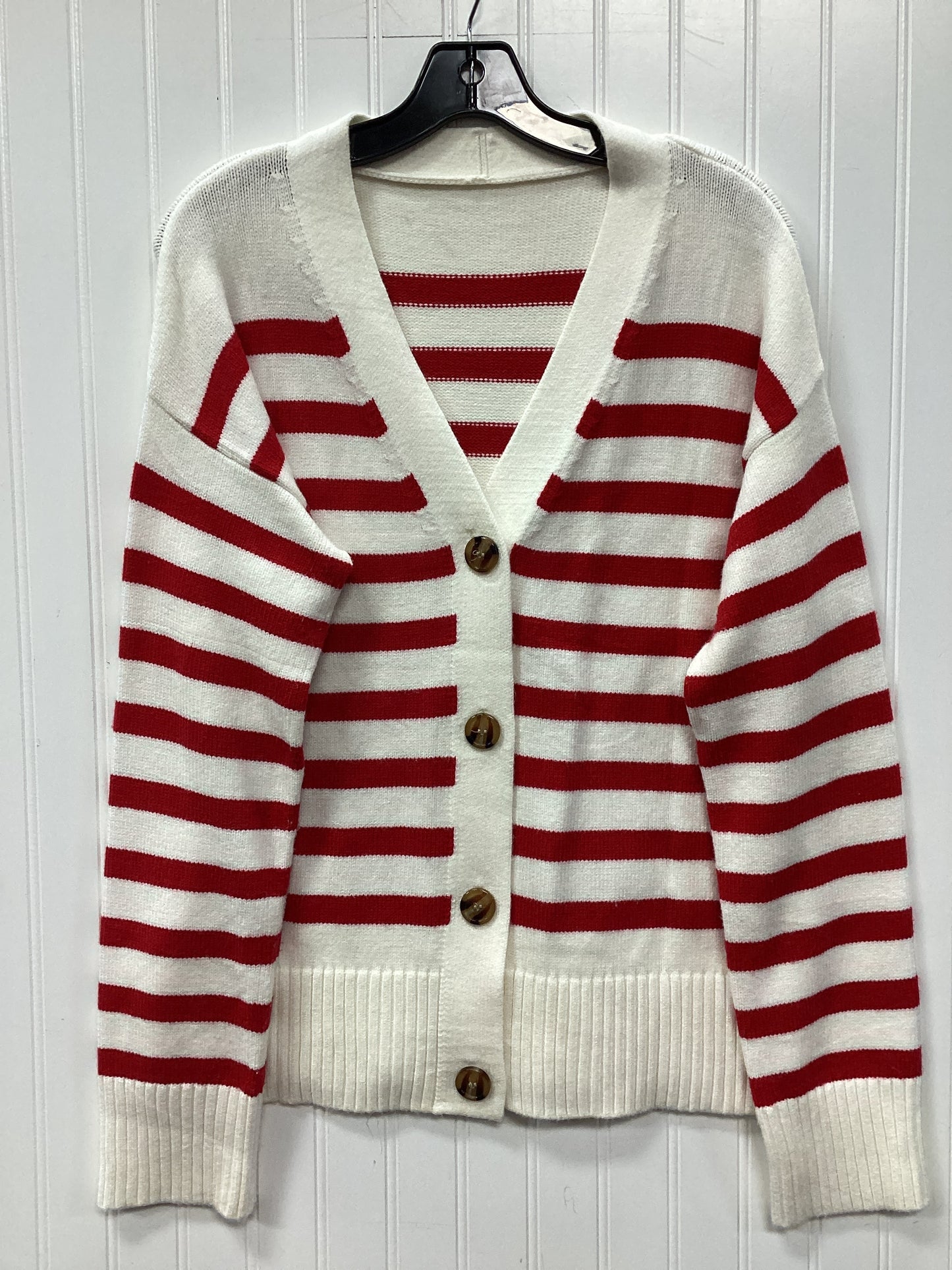 Sweater By Clothes Mentor In Red & White, Size:M