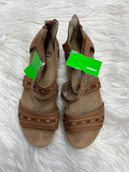 Sandals Heels Wedge By Earth In Brown, Size:7