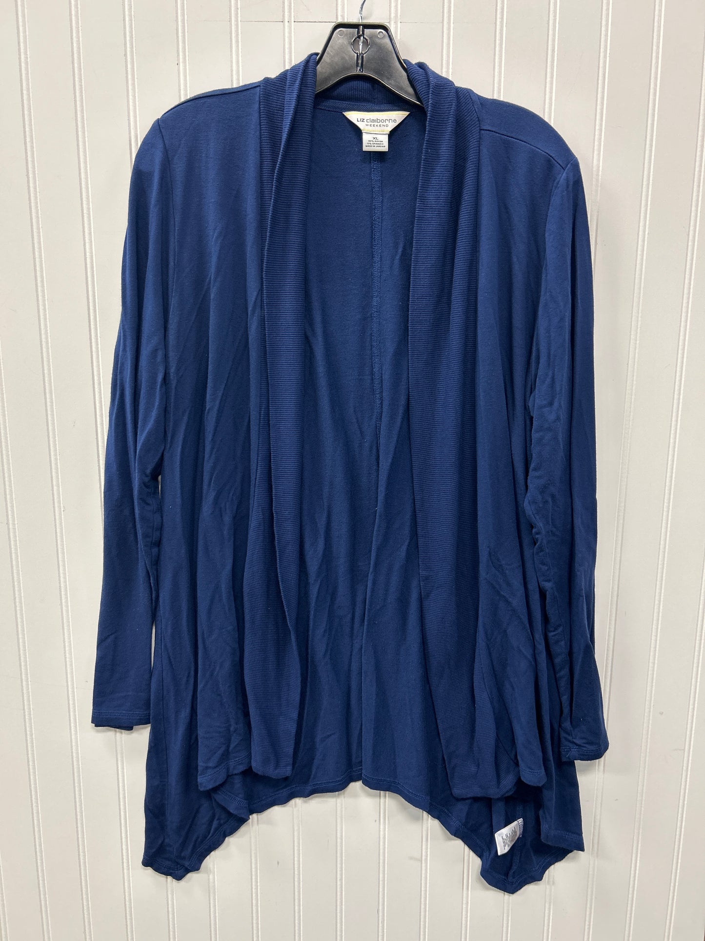 Cardigan By Liz Claiborne In Navy, Size:Xl