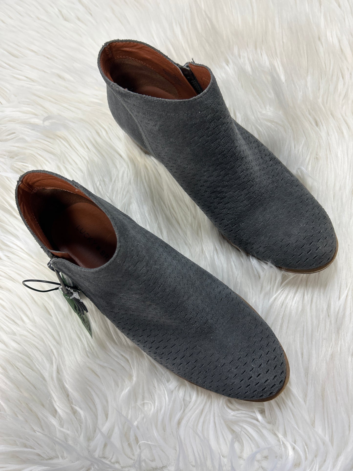 Boots Ankle Heels By Lucky Brand In Grey, Size:9