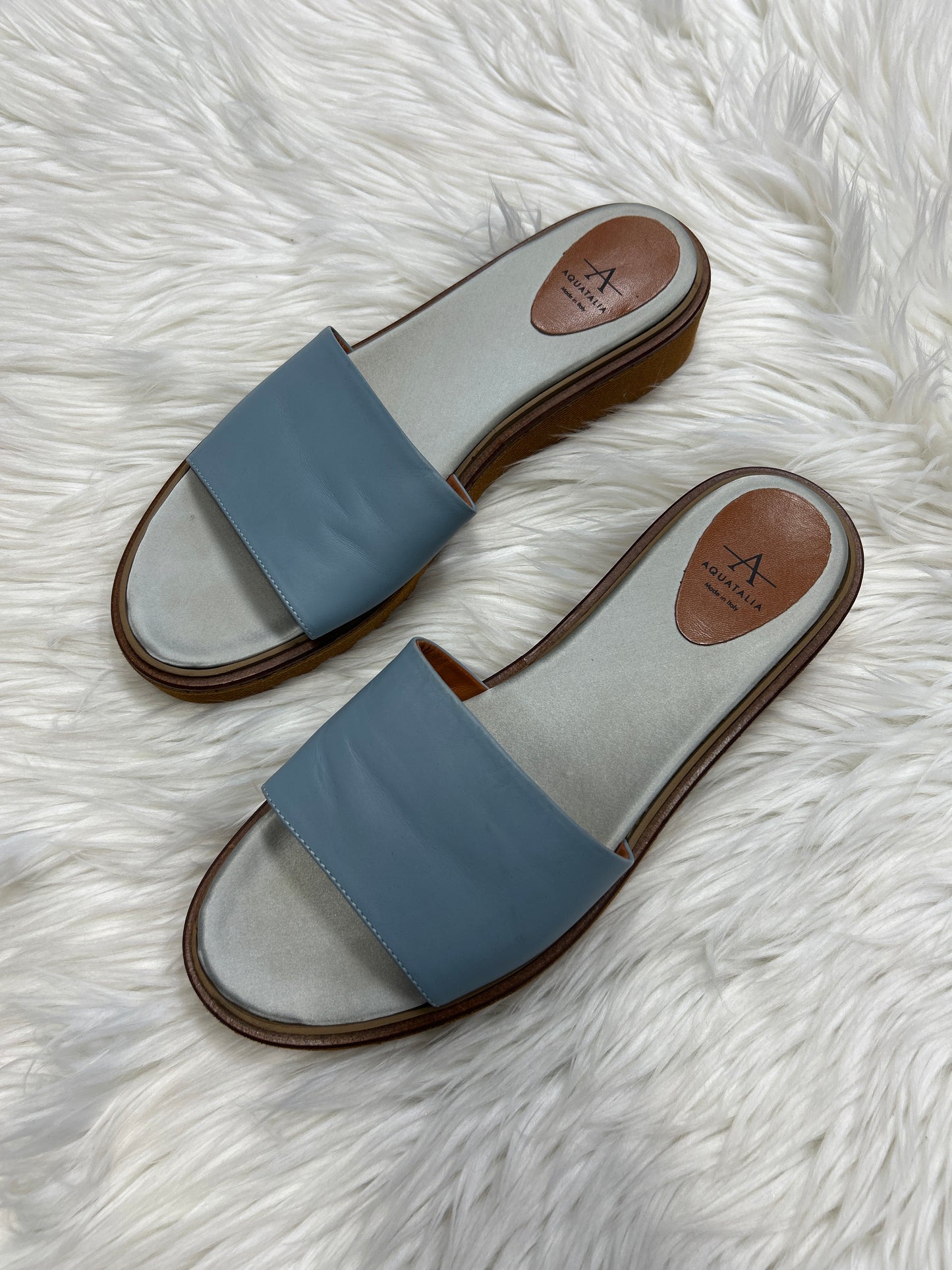 Sandals Flats By Aquatalia In Blue & Brown, Size:11