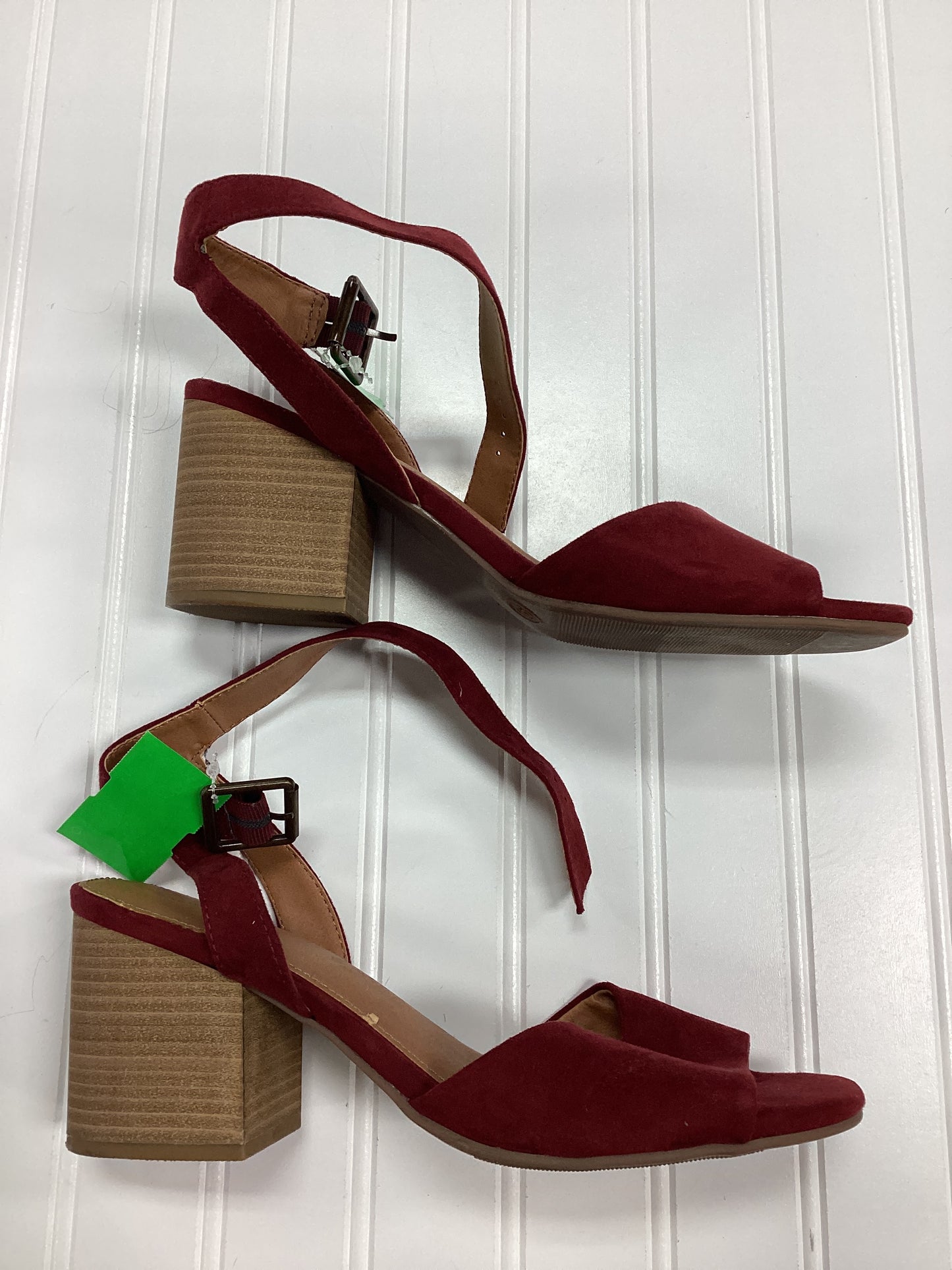 Sandals Heels Block By Universal Thread In Red, Size:9.5