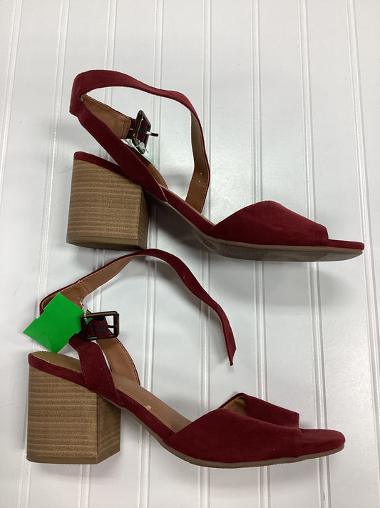 Sandals Heels Block By Universal Thread In Red, Size:9.5
