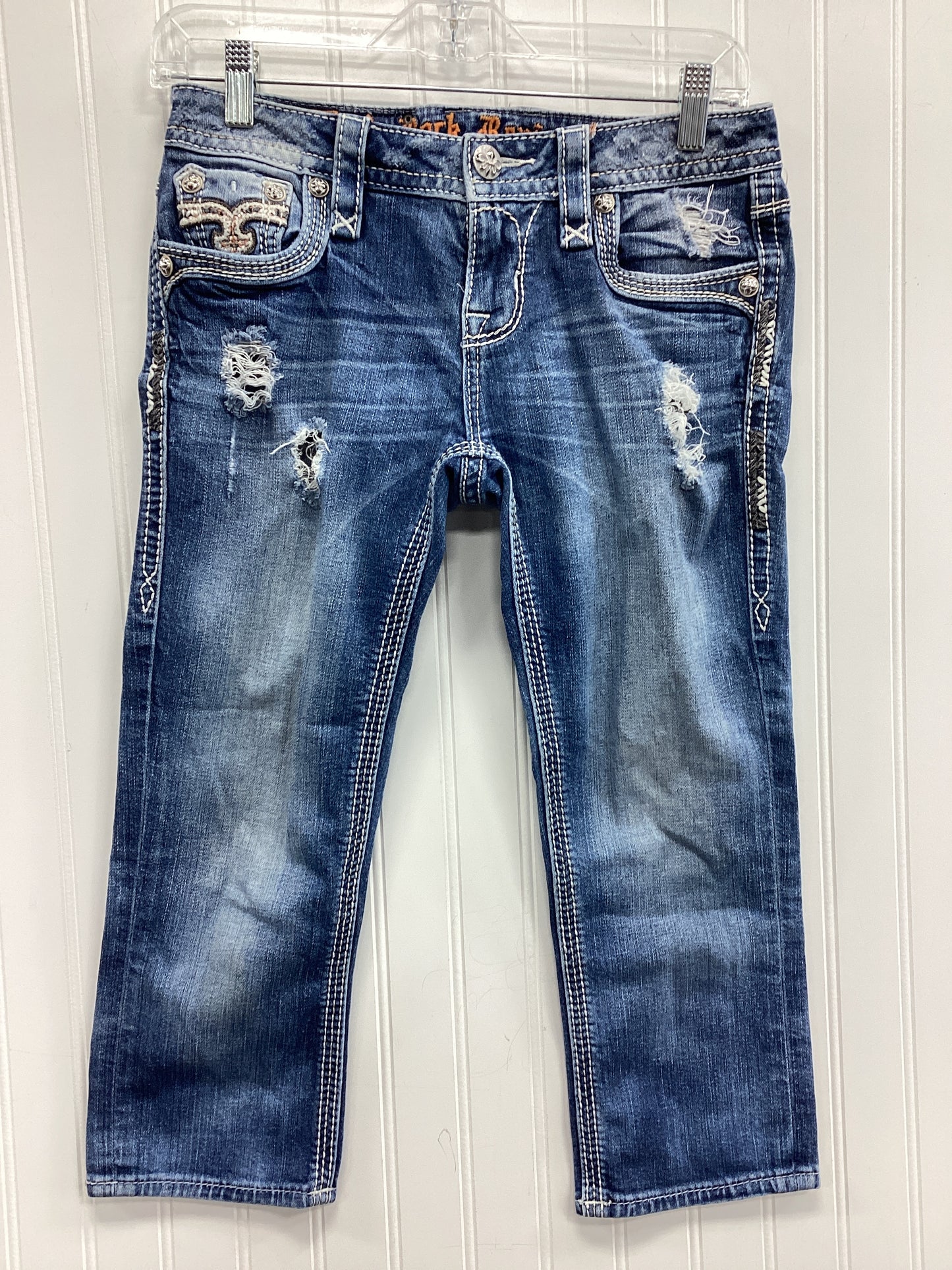 Capris By Rock Revival In Blue Denim, Size:2