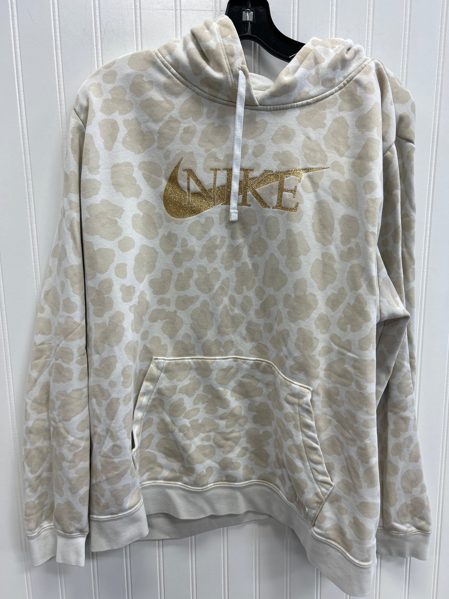 Sweatshirt Hoodie By Nike Apparel In Cream, Size:1X