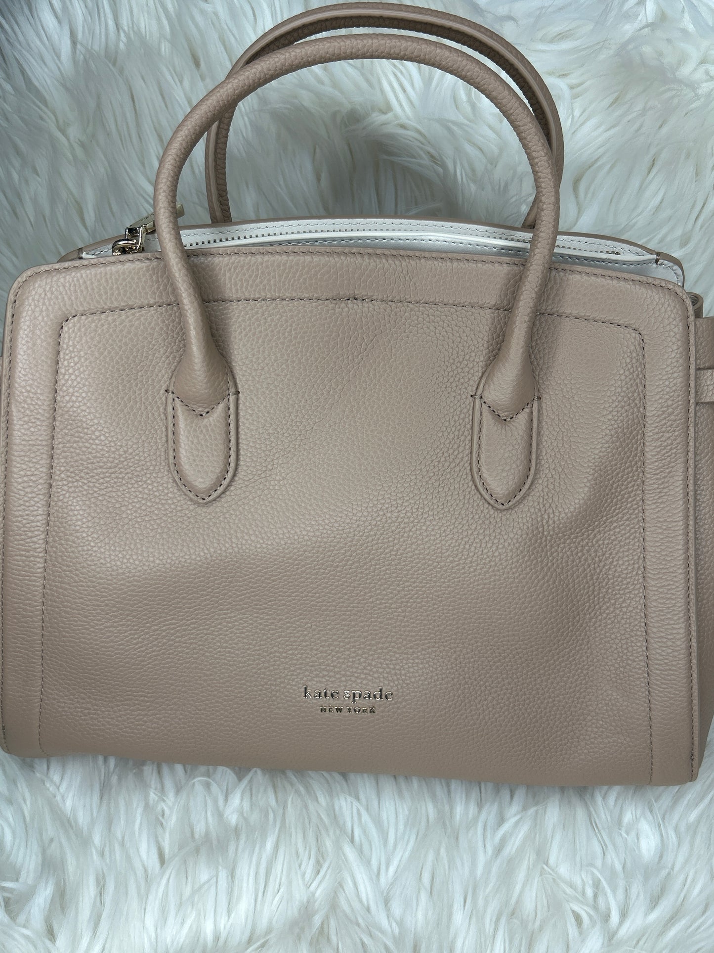 Handbag Designer By Kate Spade In Tan, Size:Large