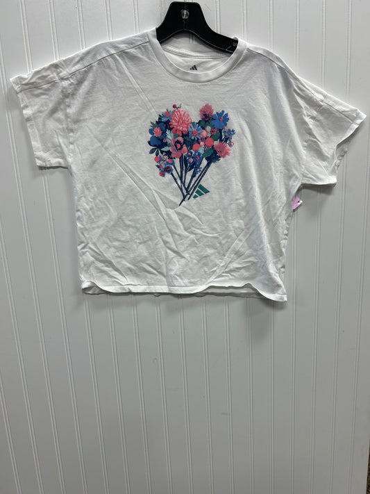 Athletic Top Ss By Adidas In White, Size:L