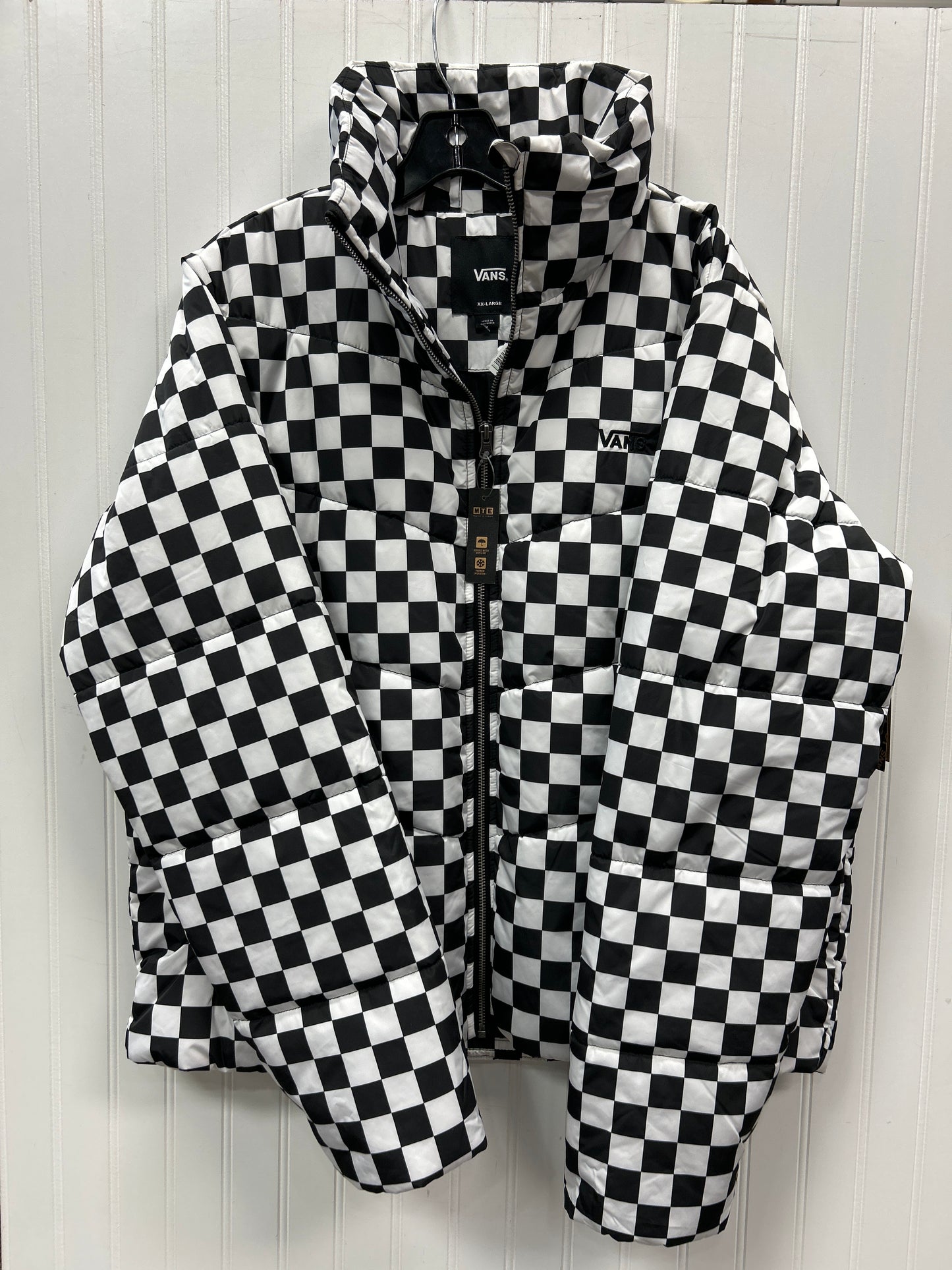 Coat Puffer & Quilted By Vans In Black & White, Size:1X