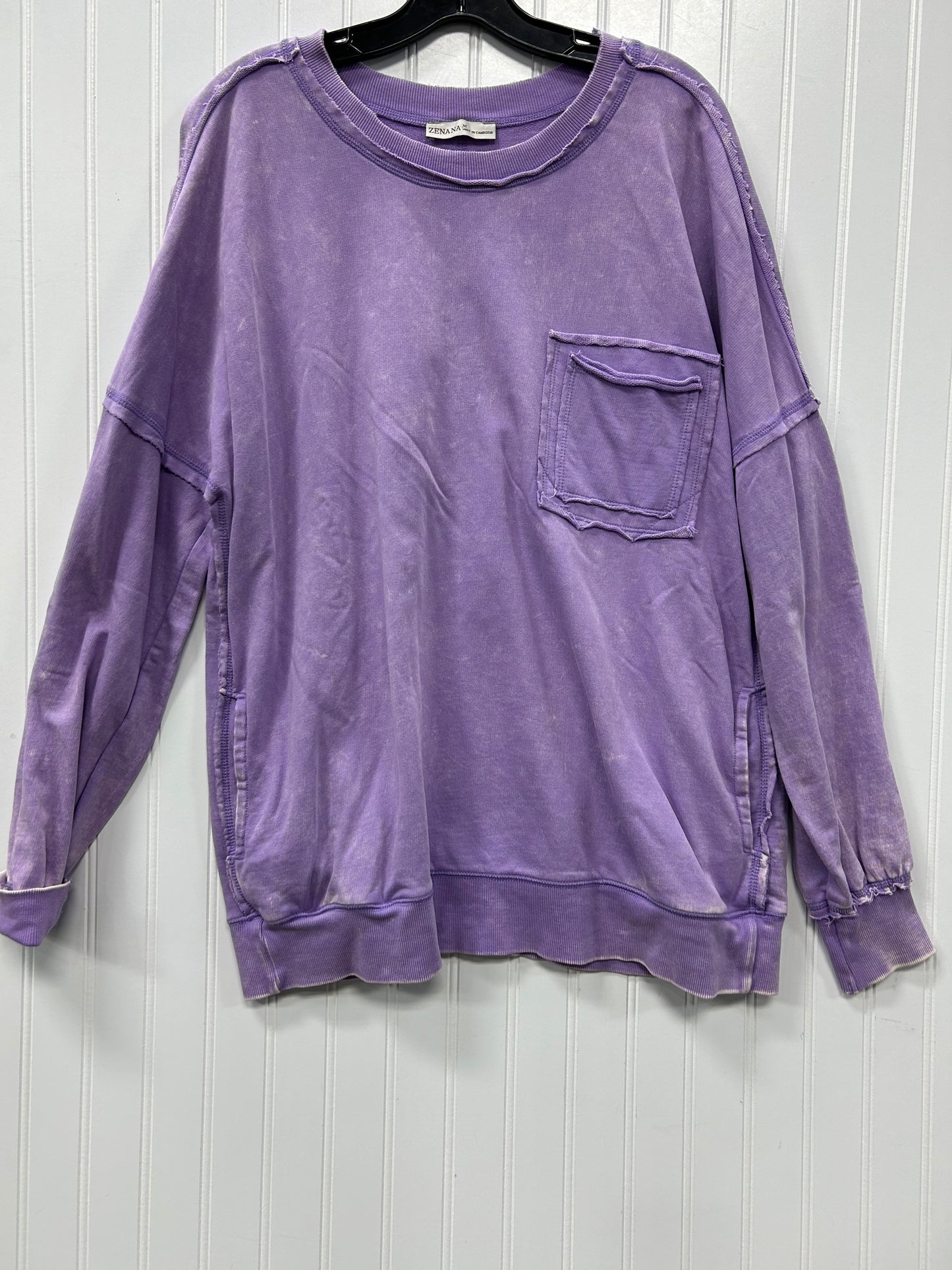 Tunic Ls By Zenana In Purple, Size:M