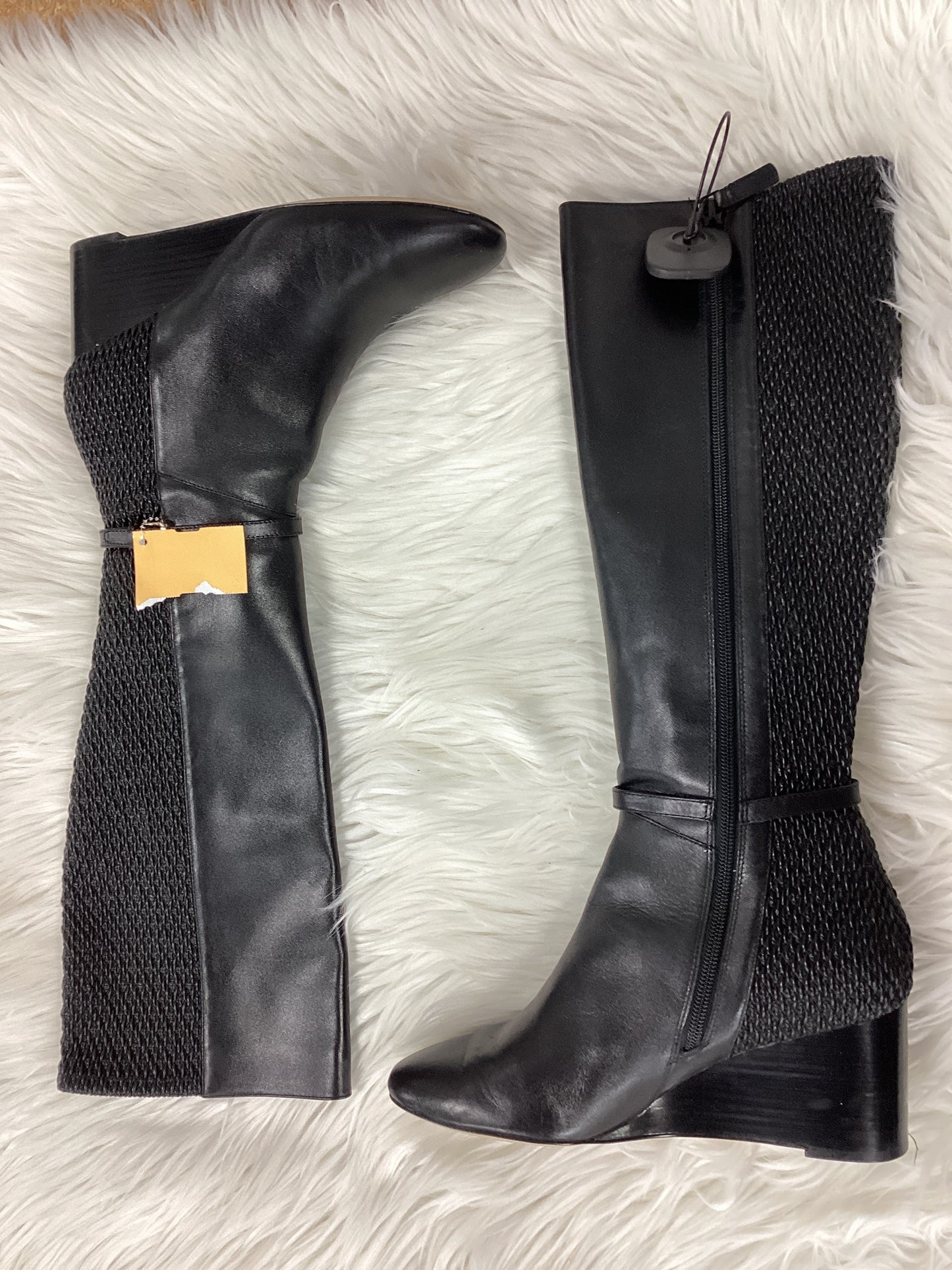 Boots Mid-Calf Heels By Cole-Haan In Black, Size:8