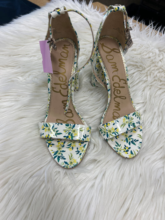 Sandals Heels Block By Sam Edelman In Floral Print, Size:8.5