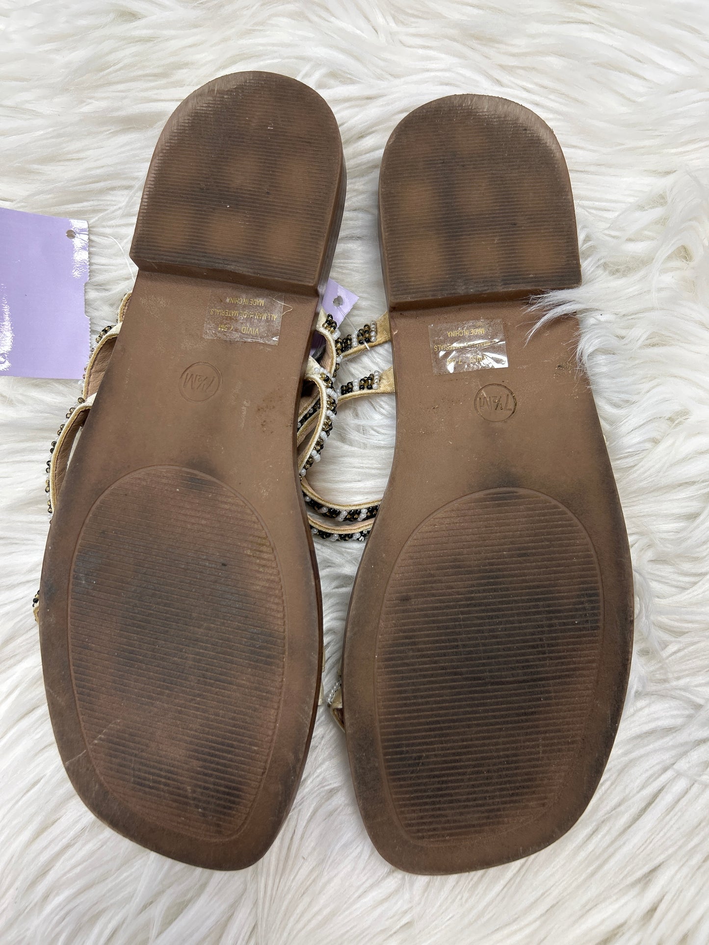 Sandals Flats By Haute Hippie In Tan, Size:7.5