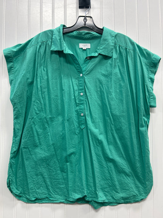 Blouse Ss By Loft In Teal, Size:Xl