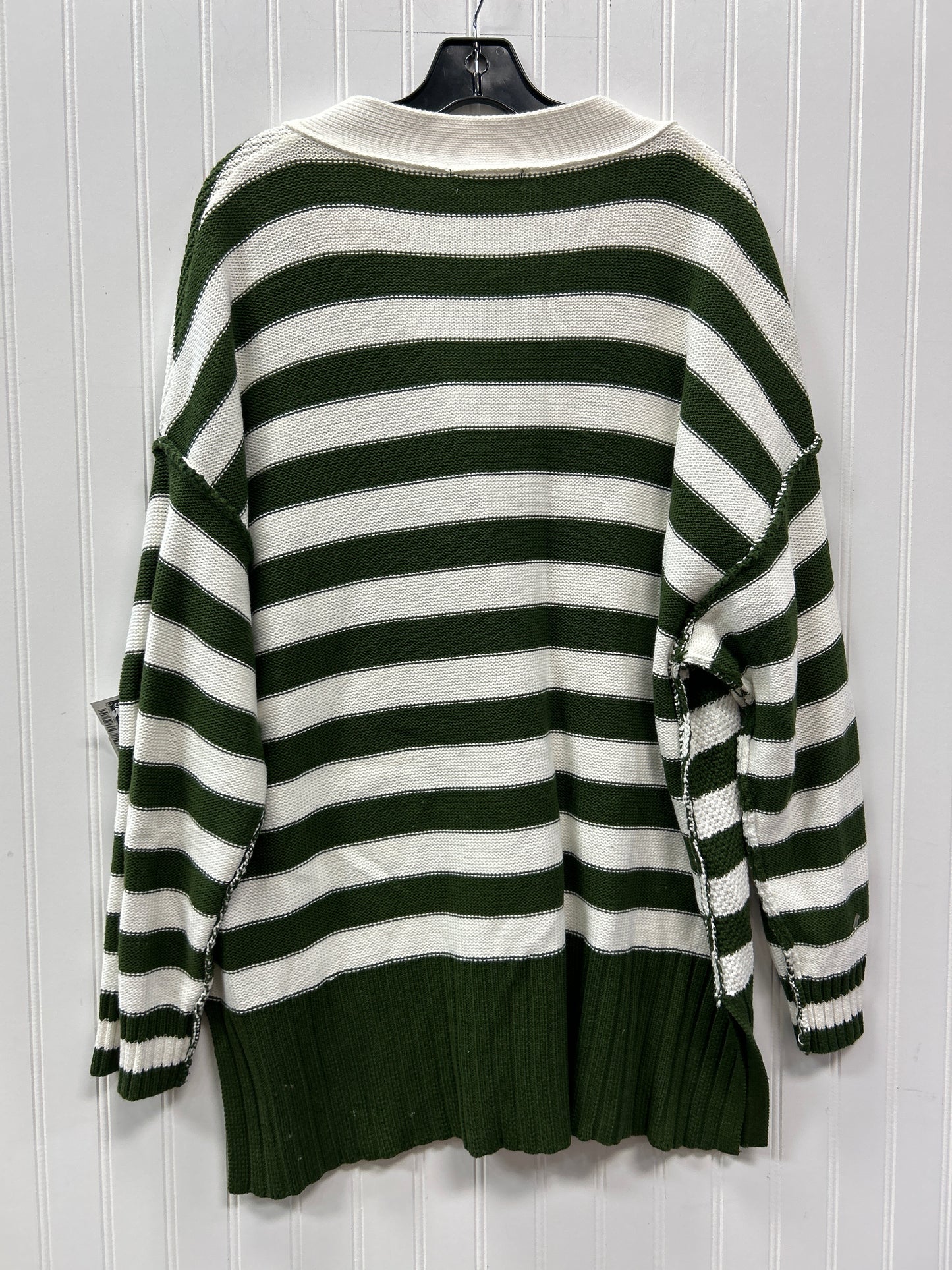 Sweater Cardigan By Prettygarden In Green & White, Size:Xl