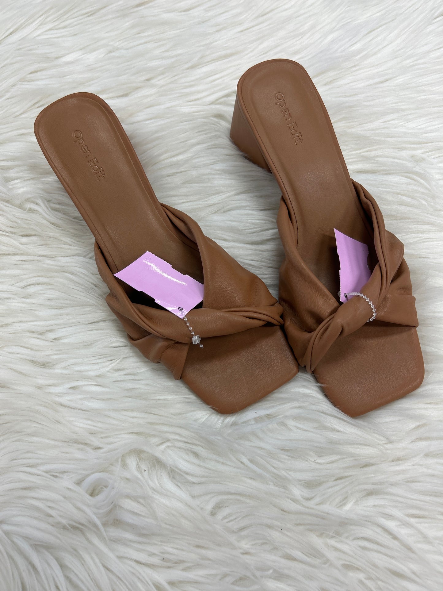 Sandals Heels Block By Open Edit In Brown, Size:9