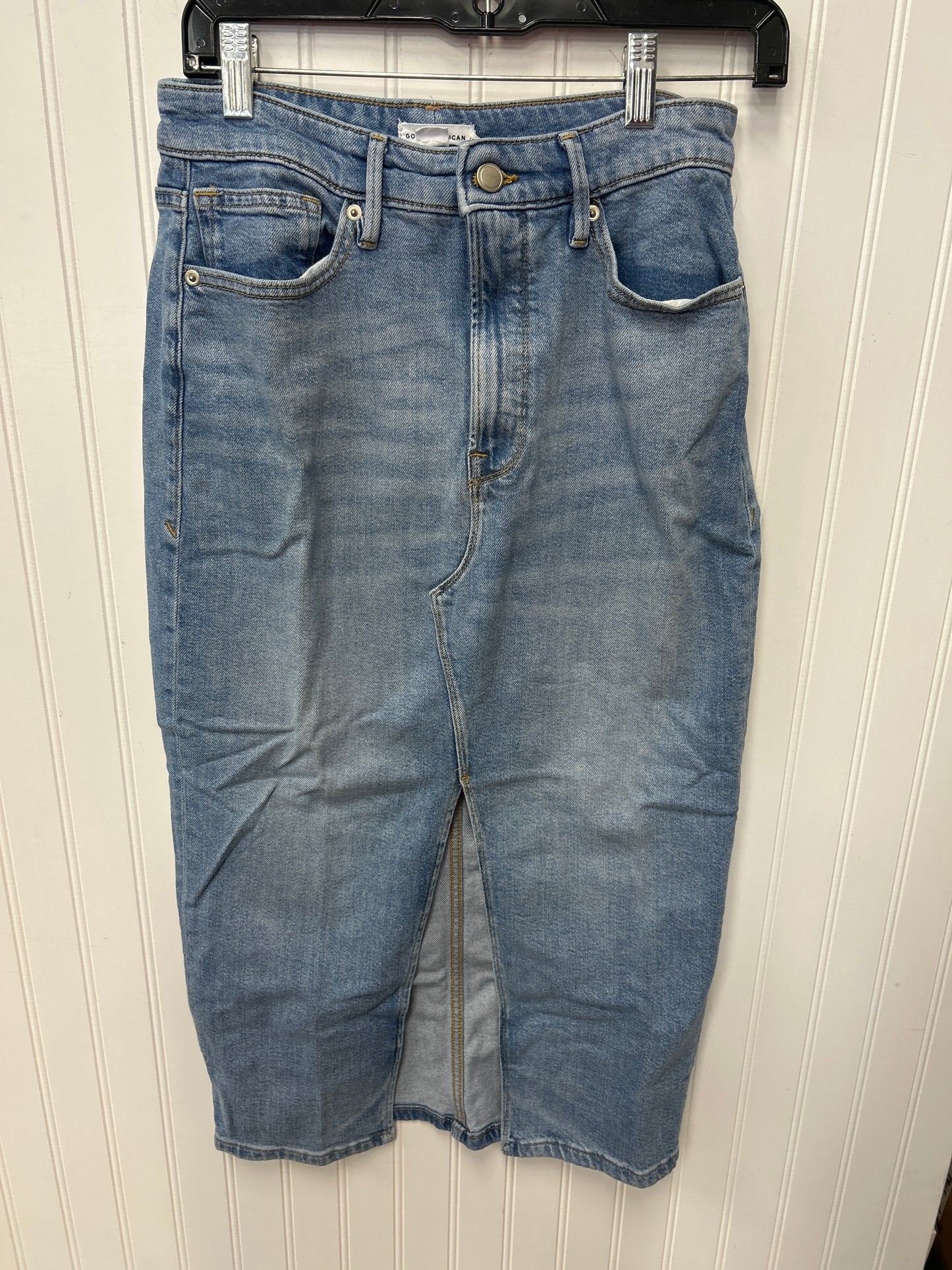 Skirt Midi By Good American In Blue Denim, Size:8