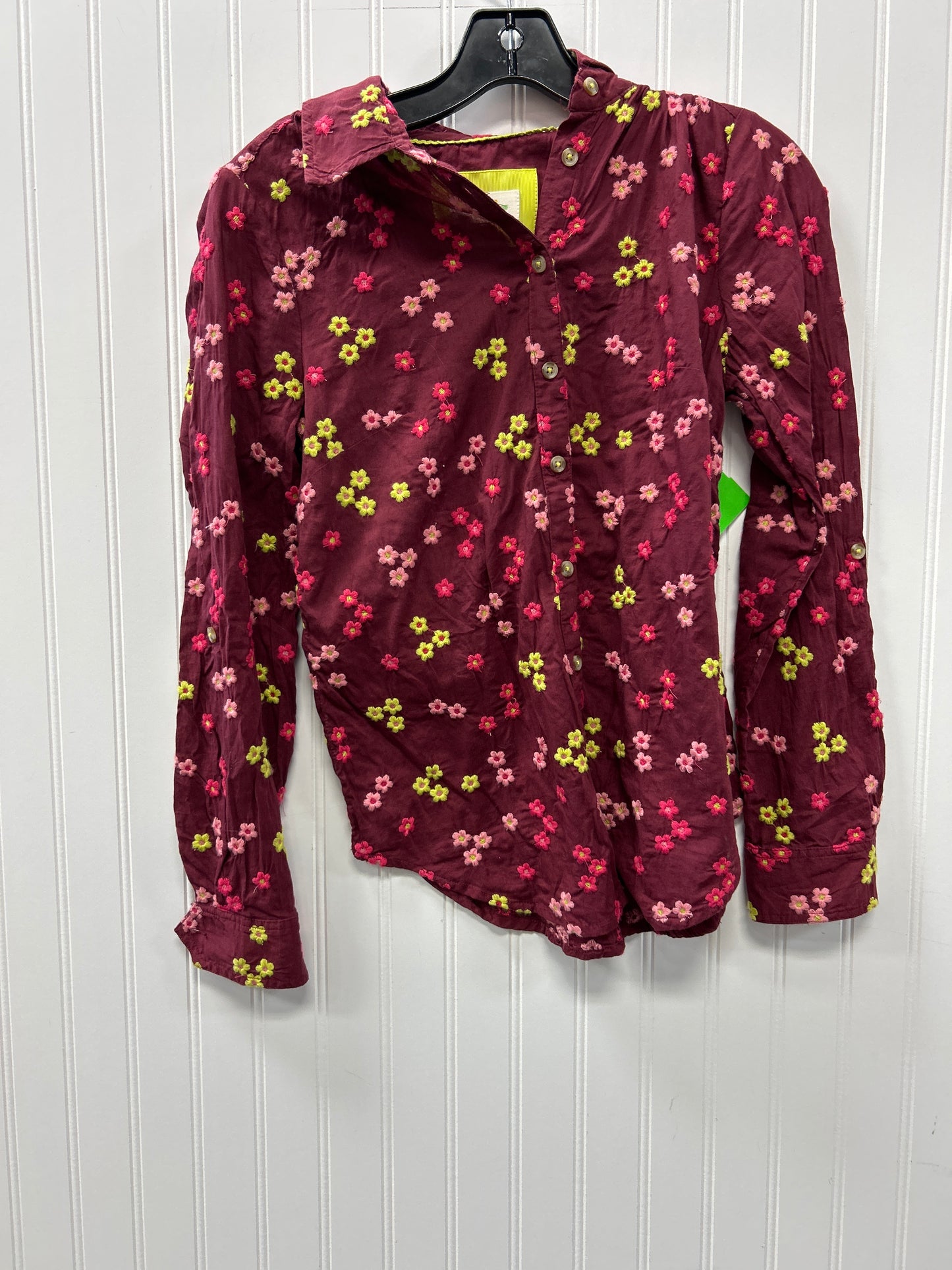 Blouse Ls By Anthropologie In Maroon, Size:Xs